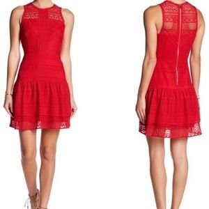 Parker red eyelet lace dress size large